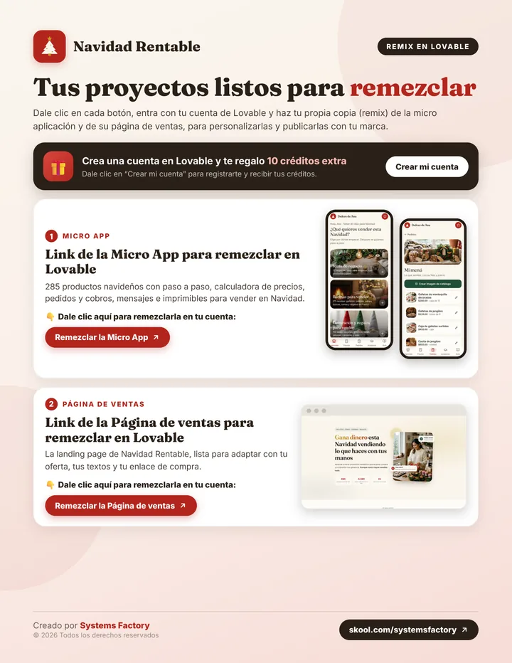 Portada del tutorial para remezclar Navidad Rentable en Lovable