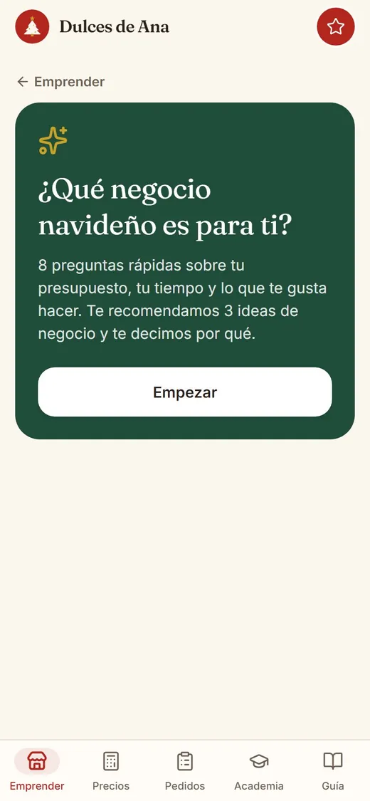 Test «¿Qué negocio navideño es para ti?» con 8 preguntas