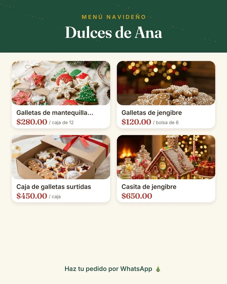 Imagen de catálogo generada por la micro aplicación con productos y precios